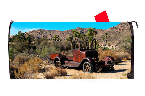 Old Car in Desert Vinyl Magnetic Mailbox Cover Excellent Quality Made in the USA