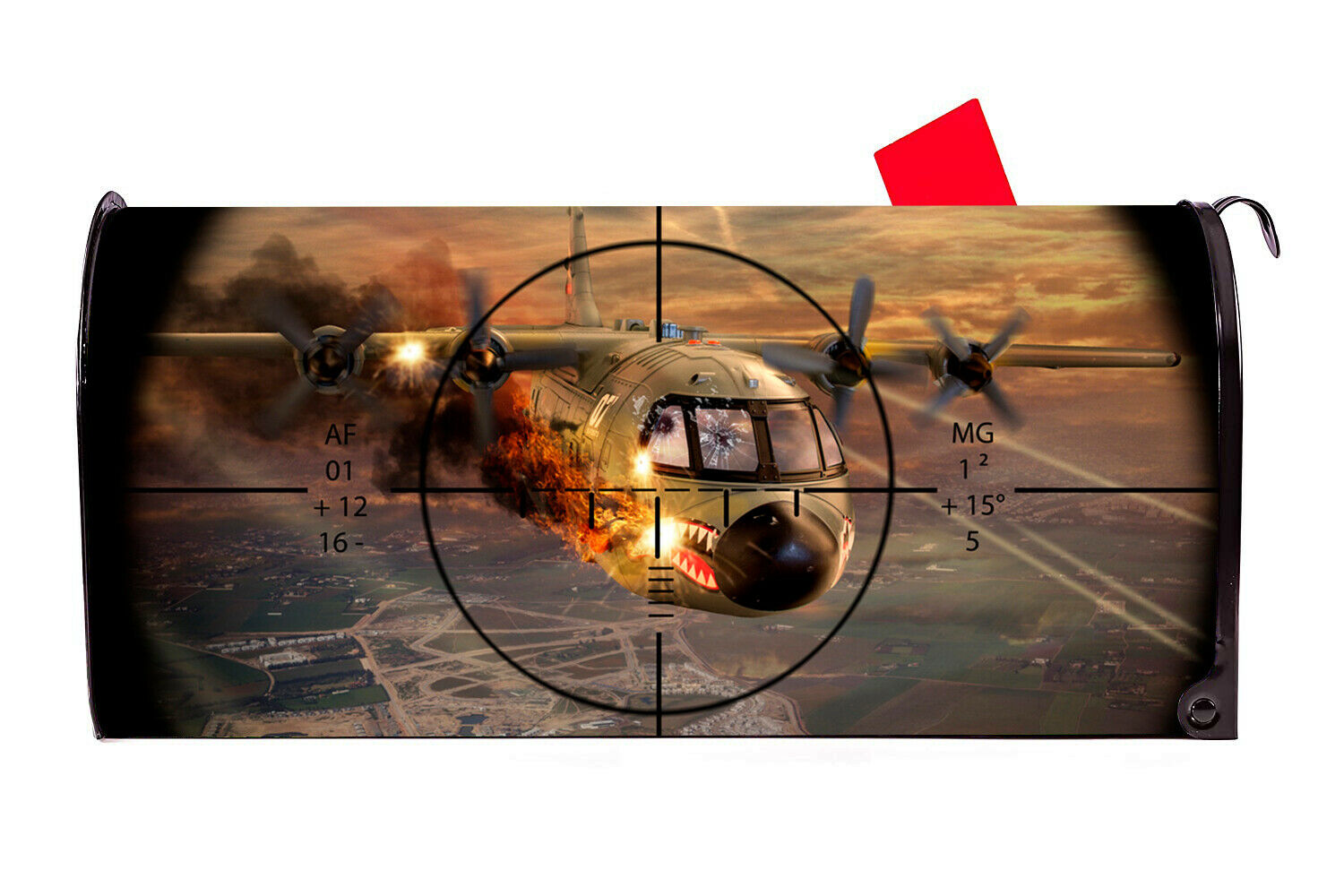 Dogfight Warplane Vinyl Magnetic Mailbox Cover Made in the USA