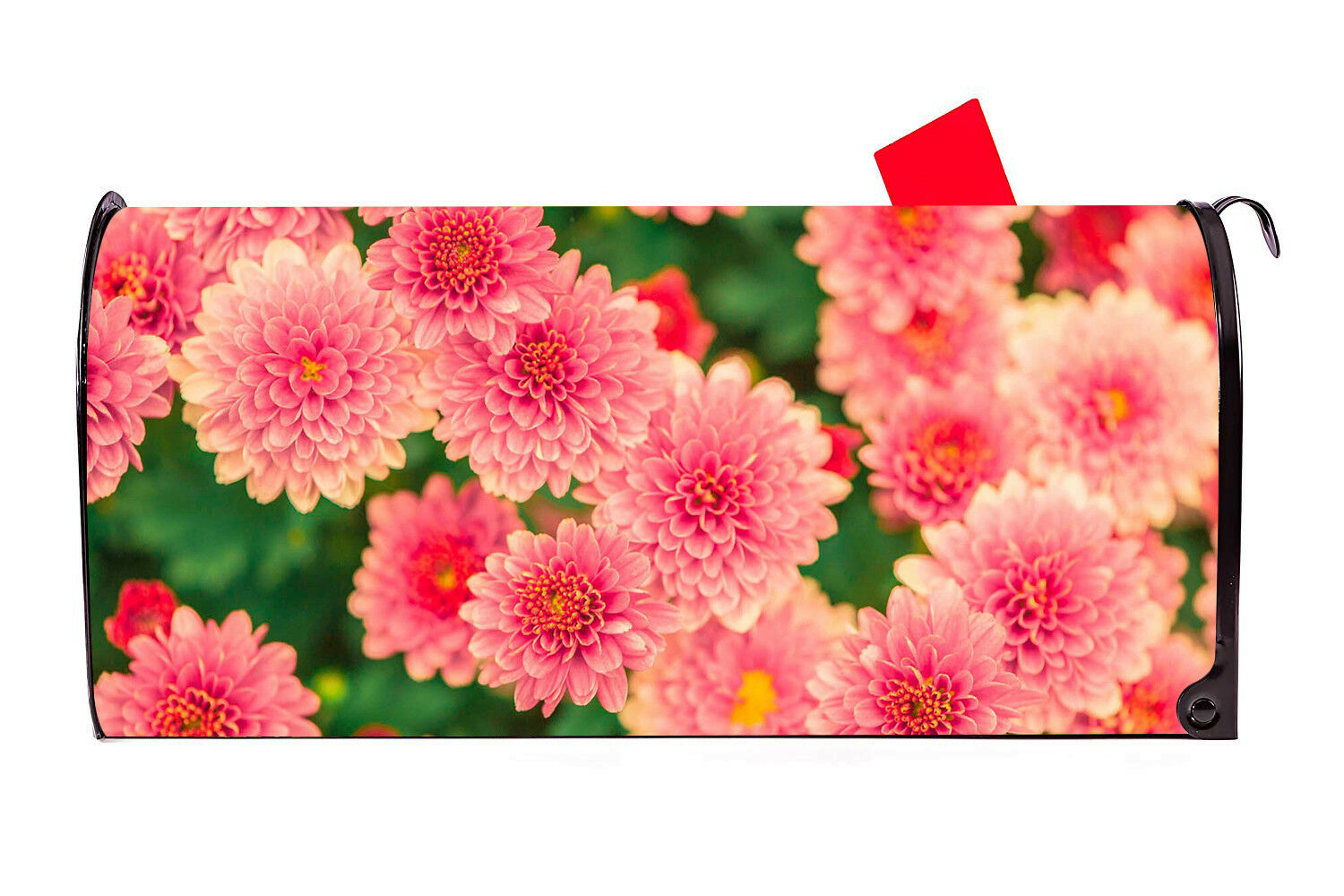 Pink Flowers Vinyl Magnetic Mailbox Cover Made in the USA