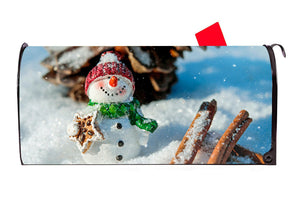 Winter Snow Snowman Vinyl Magnetic Mailbox Cover Made in the USA