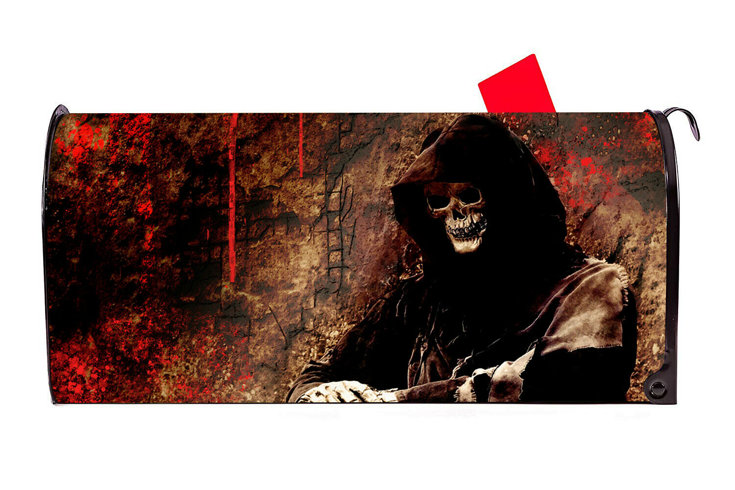 Halloween Grim Reaper Skull Vinyl Magnetic Mailbox Cover Made in the USA