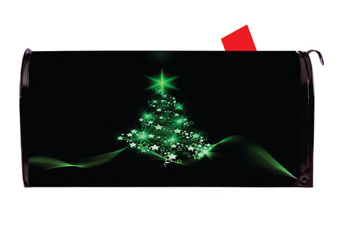 Christmas Green Light Tree Vinyl Magnetic Mailbox Cover Made in the USA