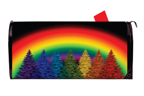 Rainbow with Christmas Tree  Vinyl Magnetic Mailbox Cover Made in the USA