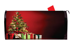 Christmas Tree with Gifts with Vinyl Magnetic Mailbox Cover Made in the USA