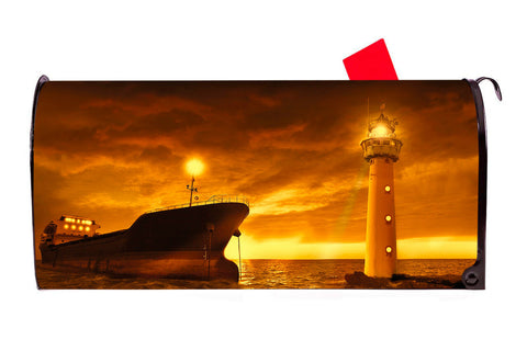 Lighthouse 3 Vinyl Magnetic Mailbox Cover Made in the USA