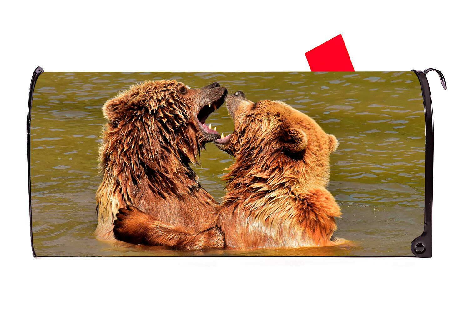 Bears in the River Vinyl Magnetic Mailbox Cover Made in the USA