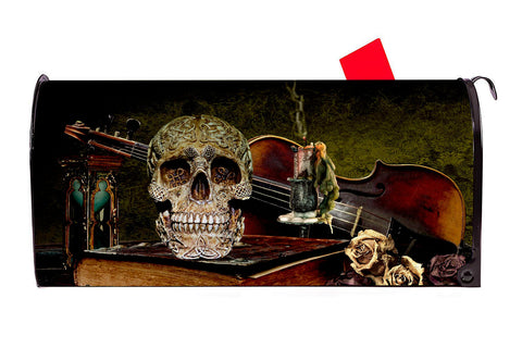 Skull and Roses Vinyl Magnetic Mailbox Cover Made in the USA