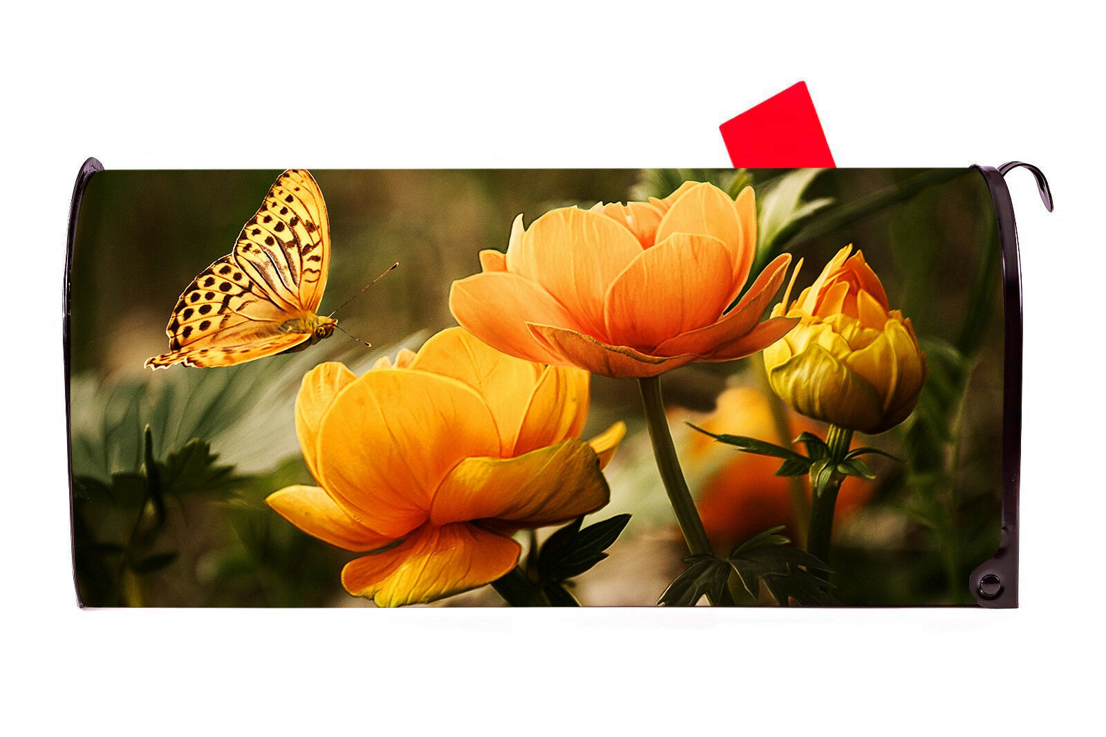 Butterfly and Flower Vinyl Magnetic Mailbox Cover Made in the USA