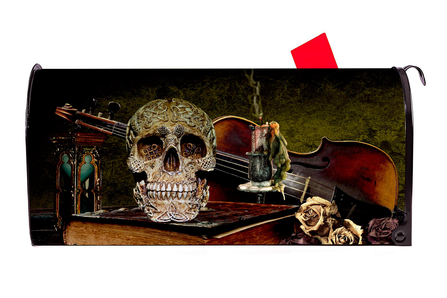 Skull and Roses Magnetic Mailbox Cover - Mailbox Covers for You