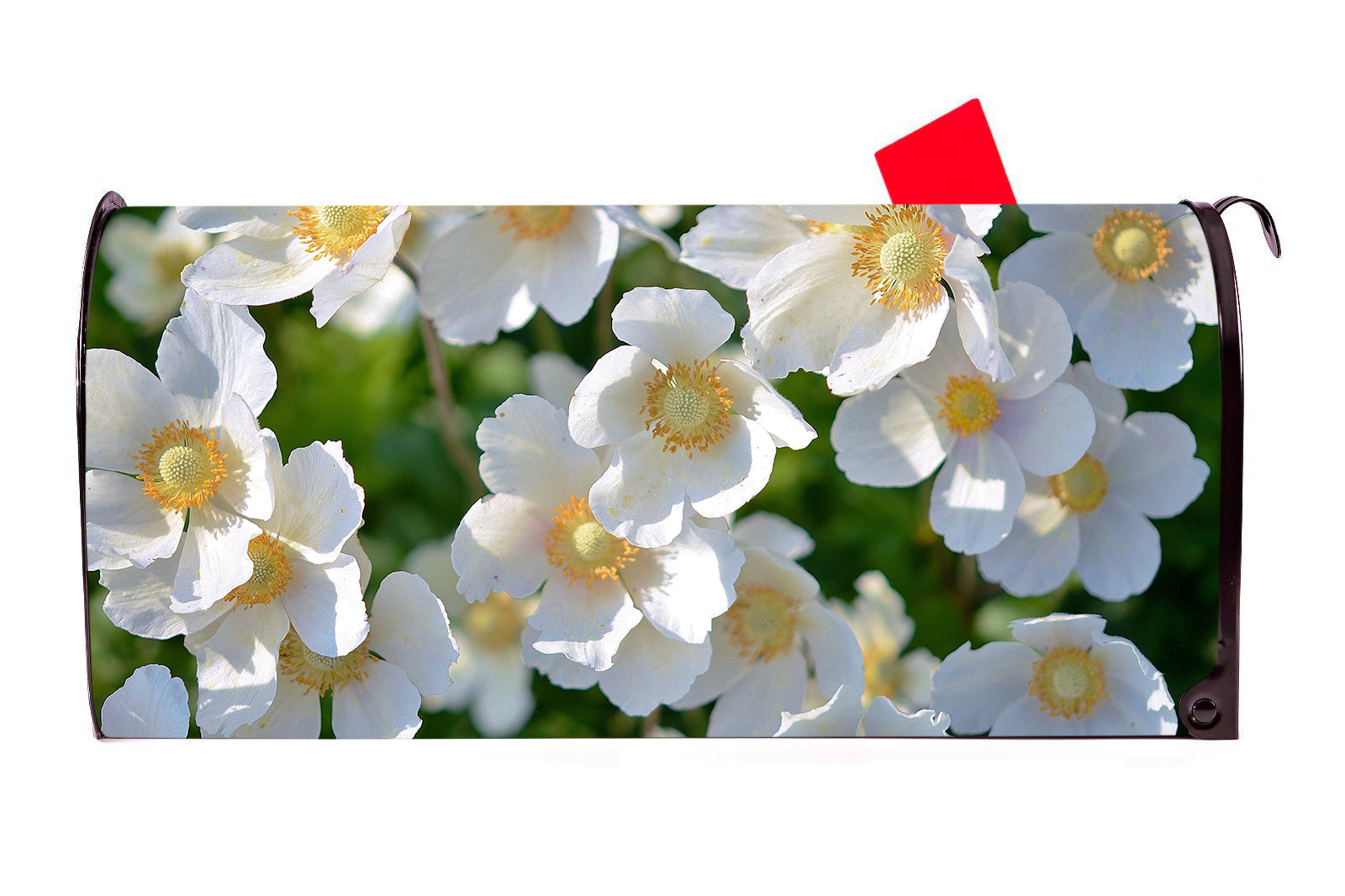 White Flowers Mailbox Cover - Mailbox Covers for You