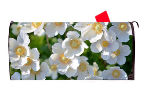 White Flowers Mailbox Cover - Mailbox Covers for You