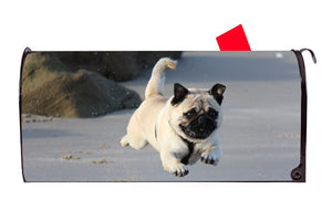 White Pug Dog Magnetic Mailbox Cover - Mailbox Covers for You